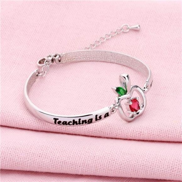 Teacher Bracelet Appreciation Gift Teaching is a Work of Heart Teacher Jewelry - Picture 2 of 7